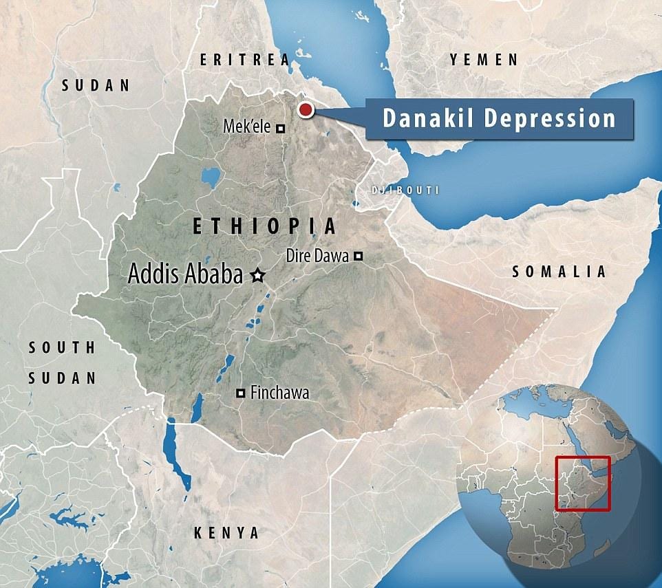 danakil κατάθλιψη Αιθιοπία χάρτης