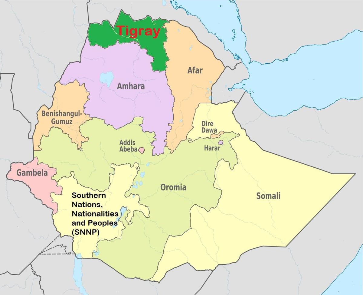 Tigray της αιθιοπίας χάρτης