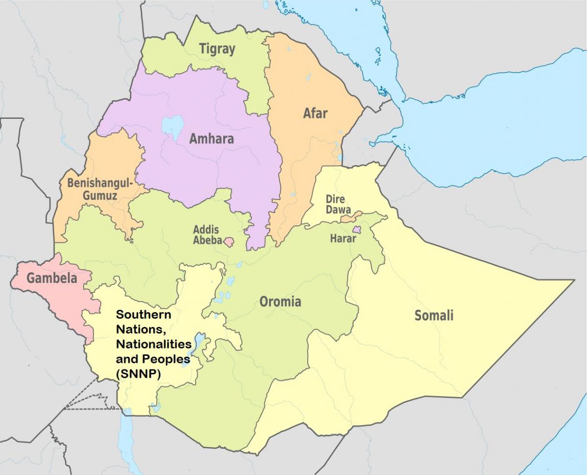 Αιθιοπία περιφερειακά μέλη χάρτης