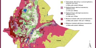 Χάρτης της Αιθιοπίας, της ελονοσίας