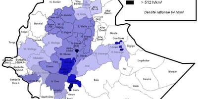 Αιθιοπία πυκνότητα πληθυσμού χάρτης