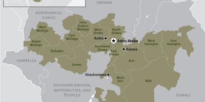 Χάρτης της oromia περιοχή στην Αιθιοπία