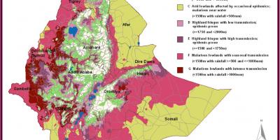 Χάρτης της Αιθιοπίας, της ελονοσίας