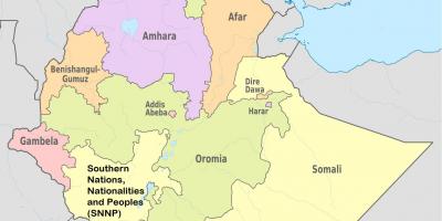 Αιθιοπία περιφερειακά μέλη χάρτης