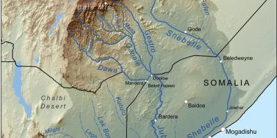 Χάρτης της Αιθιοπίας ποτάμια